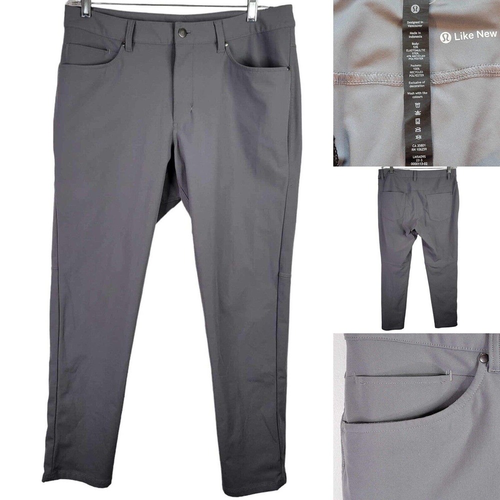Lululemon Men’s Commission Pants Gray Size 34 X 31 Golf Stretch Athletic Flaw